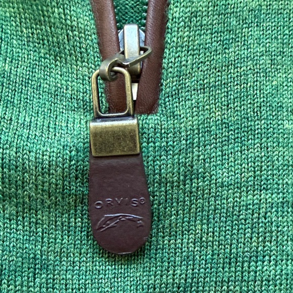 Orvis Forest Green Merino Wool Quarter-Zip Sweater - Men’s Size Large - Picture 3 of 7